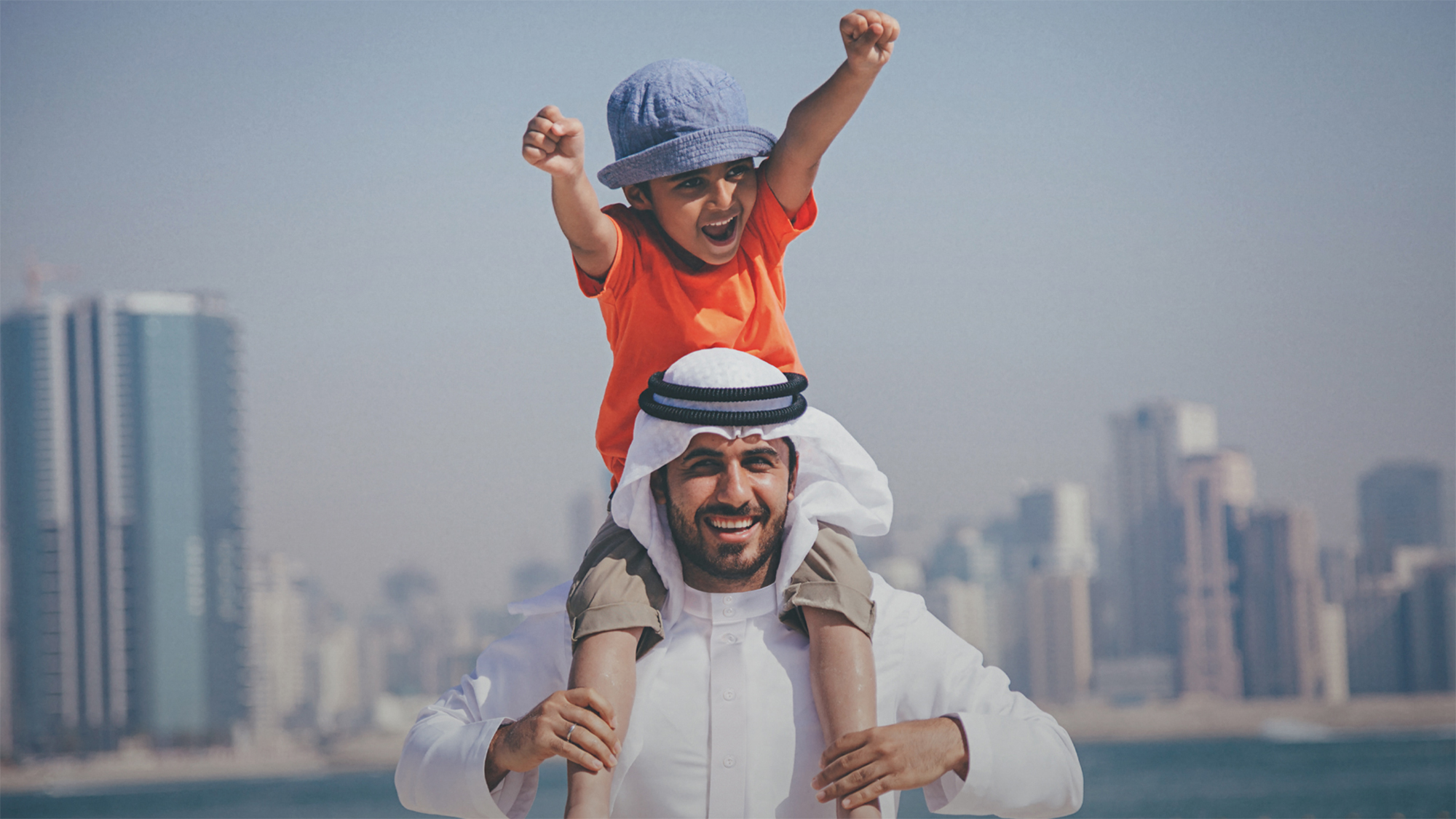 Father and son having fun